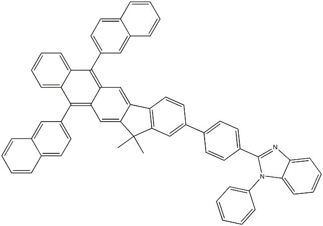 2-(4-(13,13-dimethyl-6,11-di(naphthalen-2-yl)-13H-indeno[1,2-b]anthracen-2-yl)phenyl)-1-phenyl-1H-benzo[d]imidazole Structure