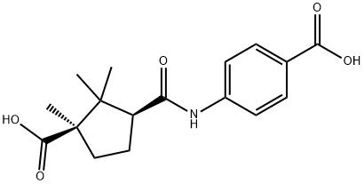 4-((1S,3R)-3-carboxy-2,2,3-trimethylcyclopentane-1-carboxamido)benzoic acid 化学構造式