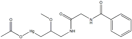 N-(3-Acetoxymercuri-2-methoxypropyl)-hippuramide. Struktur