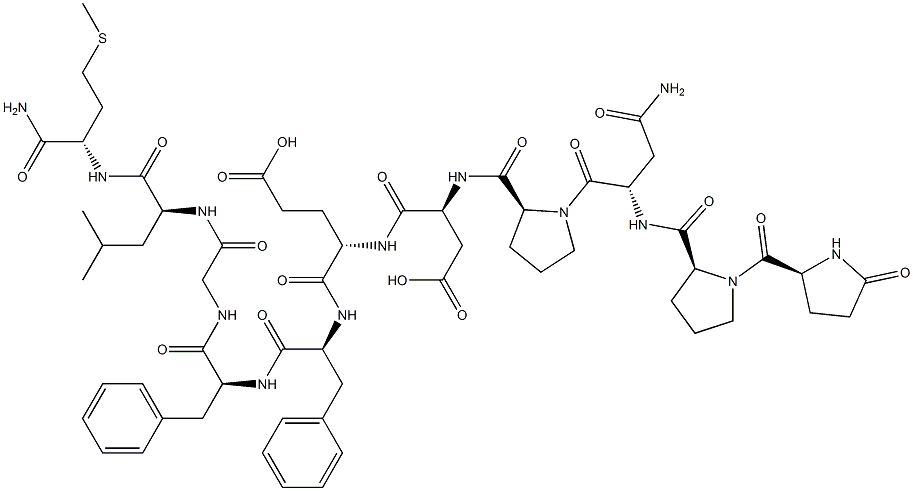 pyroglutamyl-prolyl-asparaginyl-prolyl-aspartyl-glutamyl-phenylalanyl-phenylalanyl-glycyl-leucyl-methioninamide 结构式