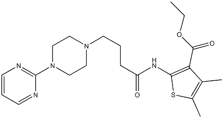 2-(4-(4-(2-pyrimidinyl)-1-piperazinyl)butanoylamino)-4,5-dimethyl-3-thiophenecarboxylic acid ethyl ester Structure