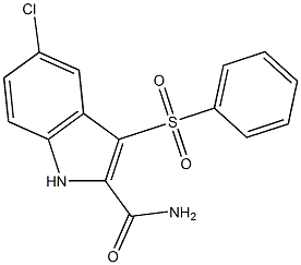5-chloro-3-(phenylsulfonyl)indole-2-carboxamide 化学構造式