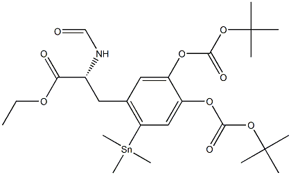 N-Formyl-3,4-di-tert-butoxycarbonyloxy-6-(trimethylstannyl)-D-phenylalanine ethyl ester,,结构式