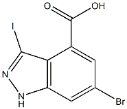 6-BROMO-3-IODOINDAZOLE-4-CARBOXYLIC ACID 化学構造式