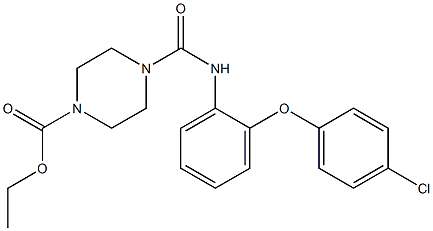 ETHYL-4-{(O-(P-CHLOROPHENOXY)PHENYL)CARBAMOYL}-1-PIPERAZINECARBOXYLATE Struktur