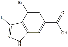 4-BROMO-3-IODOINDAZOLE-6-CARBOXYLIC ACID 化学構造式