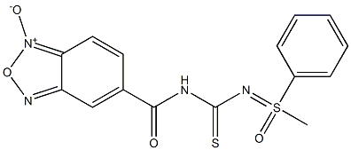 5-[({[(1-methyl-1-oxo-1-phenyl-lambda~6~-sulfanylidene)amino]carbothioyl}amino)carbonyl]-2,1,3-benzoxadiazol-1-ium-1-olate Struktur