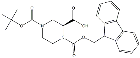 (S)-Piperazine-1,2,4-tricarboxylic acid 4-tert-butyl ester 1-(9H-fluoren-9-ylmethyl) ester Structure