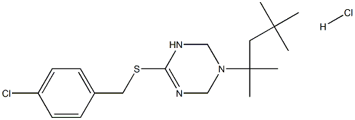 6-[(4-chlorobenzyl)thio]-3-(1,1,3,3-tetramethylbutyl)-1,2,3,4-tetrahydro-1,3,5-triazine hydrochloride Struktur