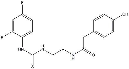 N1-(2-{[(2,4-difluoroanilino)carbothioyl]amino}ethyl)-2-(4-hydroxyphenyl)acetamide Structure