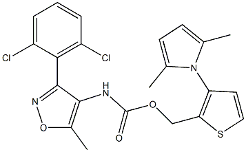 [3-(2,5-dimethyl-1H-pyrrol-1-yl)-2-thienyl]methyl N-[3-(2,6-dichlorophenyl)-5-methylisoxazol-4-yl]carbamate Structure