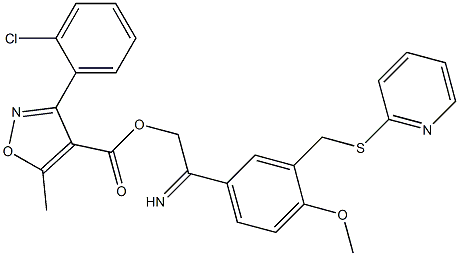 2-({5-[({[3-(2-chlorophenyl)-5-methylisoxazol-4-yl]carbonyl}oxy)ethanimidoyl]-2-methoxybenzyl}thio)pyridine,,结构式