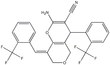 2-amino-4-[2-(trifluoromethyl)phenyl]-8-{(E)-[2-(trifluoromethyl)phenyl]methylidene}-7,8-dihydro-4H,5H-pyrano[4,3-b]pyran-3-carbonitrile 结构式