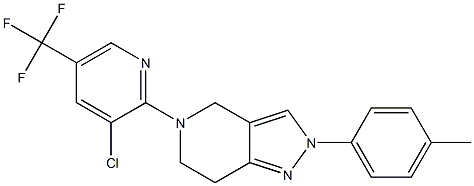 5-[3-chloro-5-(trifluoromethyl)-2-pyridinyl]-2-(4-methylphenyl)-4,5,6,7-tetrahydro-2H-pyrazolo[4,3-c]pyridine,,结构式