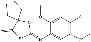 N1-(4,4-diethyl-5-methylidene-1,3-thiazolan-2-yliden)-4-chloro-2,5-dimethoxyaniline Struktur