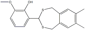 2-(7,8-dimethyl-1,5-dihydro-2,4-benzodithiepin-3-yl)-6-methoxyphenol,,结构式