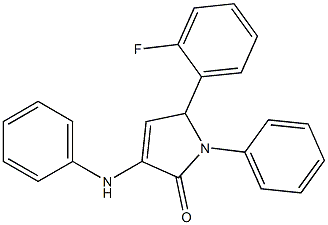 3-anilino-5-(2-fluorophenyl)-1-phenyl-2,5-dihydro-1H-pyrrol-2-one 化学構造式