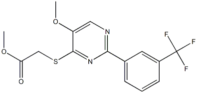 methyl 2-({5-methoxy-2-[3-(trifluoromethyl)phenyl]-4-pyrimidinyl}sulfanyl)acetate 化学構造式