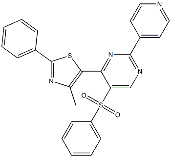 4-(4-methyl-2-phenyl-1,3-thiazol-5-yl)-5-(phenylsulfonyl)-2-(4-pyridinyl)pyrimidine,,结构式