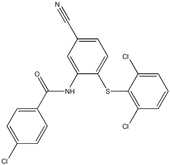 4-chloro-N-{5-cyano-2-[(2,6-dichlorophenyl)sulfanyl]phenyl}benzenecarboxamide 化学構造式