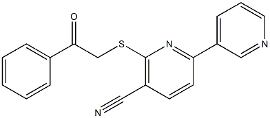 6-[(2-oxo-2-phenylethyl)thio]-2,3'-bipyridine-5-carbonitrile Struktur