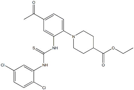 ethyl 1-(4-acetyl-2-{[(2,5-dichloroanilino)carbothioyl]amino}phenyl)piperidine-4-carboxylate Structure