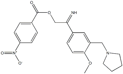 1-(2-methoxy-5-{[(4-nitrobenzoyl)oxy]ethanimidoyl}benzyl)pyrrolidine 化学構造式