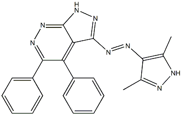 3-[2-(3,5-dimethyl-1H-4-pyrazolyl)-1-diazenyl]-4,5-diphenyl-1H-pyrazolo[3,4-c]pyridazine Struktur