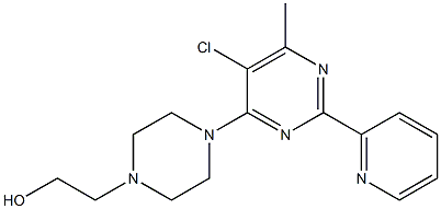 2-{4-[5-chloro-6-methyl-2-(2-pyridyl)pyrimidin-4-yl]piperazino}ethan-1-ol,,结构式