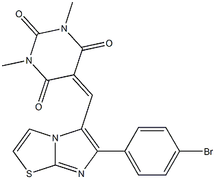5-{[6-(4-bromophenyl)imidazo[2,1-b][1,3]thiazol-5-yl]methylene}-1,3-dimethyl-2,4,6(1H,3H,5H)-pyrimidinetrione 化学構造式
