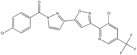 (4-chlorophenyl)(3-{3-[3-chloro-5-(trifluoromethyl)-2-pyridinyl]-5-isoxazolyl}-1H-pyrazol-1-yl)methanone,,结构式