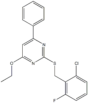 2-[(2-chloro-6-fluorobenzyl)thio]-4-ethoxy-6-phenylpyrimidine,,结构式