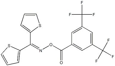N-{[3,5-bis(trifluoromethyl)benzoyl]oxy}-N-[di(2-thienyl)methylene]amine Struktur