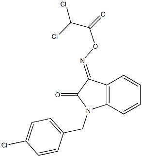 1-(4-chlorobenzyl)-3-{[(2,2-dichloroacetyl)oxy]imino}-1,3-dihydro-2H-indol-2-one Struktur