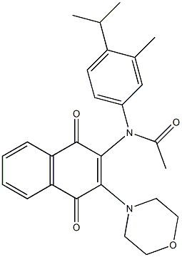 N-(4-isopropyl-3-methylphenyl)-N-(3-morpholino-1,4-dioxo-1,4-dihydro-2-naphthalenyl)acetamide 化学構造式