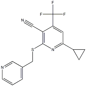 6-cyclopropyl-2-[(3-pyridinylmethyl)sulfanyl]-4-(trifluoromethyl)nicotinonitrile Structure