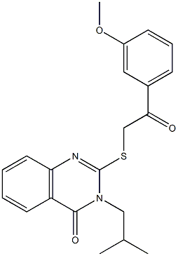 3-isobutyl-2-{[2-(3-methoxyphenyl)-2-oxoethyl]thio}-3,4-dihydroquinazolin-4-one,,结构式