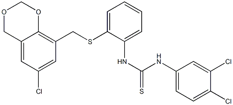 N-(2-{[(6-chloro-4H-1,3-benzodioxin-8-yl)methyl]thio}phenyl)-N'-(3,4-dichlorophenyl)thiourea,,结构式