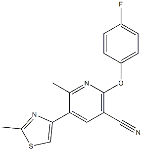 2-(4-fluorophenoxy)-6-methyl-5-(2-methyl-1,3-thiazol-4-yl)nicotinonitrile