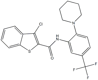 N2-[2-piperidino-5-(trifluoromethyl)phenyl]-3-chlorobenzo[b]thiophene-2-carboxamide 结构式