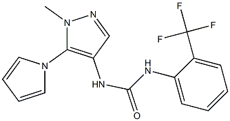 N-[1-methyl-5-(1H-pyrrol-1-yl)-1H-pyrazol-4-yl]-N'-[2-(trifluoromethyl)phenyl]urea 化学構造式