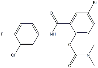 4-bromo-2-[(3-chloro-4-fluoroanilino)carbonyl]phenyl N,N-dimethylcarbamate,,结构式