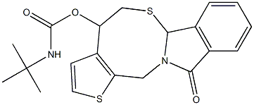 11-oxo-4,6a,11,13-tetrahydro-5H-thieno[2',3':5,6][1,3]thiazocino[2,3-a]isoindol-4-yl N-(tert-butyl)carbamate Struktur