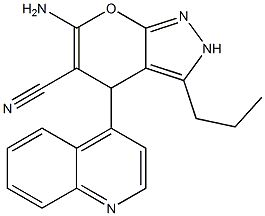 6-amino-3-propyl-4-(4-quinolinyl)-2,4-dihydropyrano[2,3-c]pyrazole-5-carbonitrile Structure