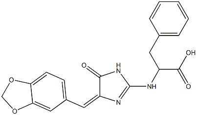 2-({4-[(Z)-1,3-benzodioxol-5-ylmethylidene]-5-oxo-1,5-dihydro-4H-imidazol-2-yl}amino)-3-phenylpropanoic acid Structure