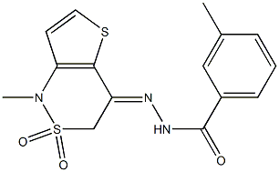 3-methyl-N'-[1-methyl-2,2-dioxo-2,3-dihydro-2lambda~6~-thieno[3,2-c][1,2]thiazin-4(1H)-yliden]benzenecarbohydrazide Structure