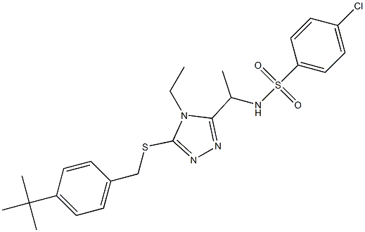 N-[1-(5-{[4-(tert-butyl)benzyl]sulfanyl}-4-ethyl-4H-1,2,4-triazol-3-yl)ethyl]-4-chlorobenzenesulfonamide Struktur