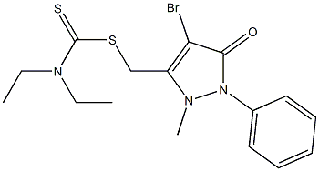 (4-bromo-2-methyl-5-oxo-1-phenyl-2,5-dihydro-1H-pyrazol-3-yl)methyl N,N-diethylcarbamodithioate,,结构式