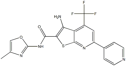 3-amino-N-(4-methyl-1,3-oxazol-2-yl)-6-(4-pyridinyl)-4-(trifluoromethyl)thieno[2,3-b]pyridine-2-carboxamide Structure