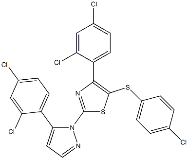 4-chlorophenyl 4-(2,4-dichlorophenyl)-2-[5-(2,4-dichlorophenyl)-1H-pyrazol-1-yl]-1,3-thiazol-5-yl sulfide 结构式